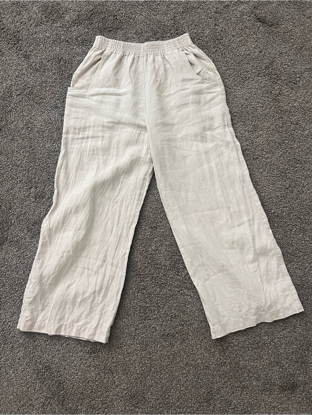 Linenfox Ocean medium weight linen pants size S beige EUC